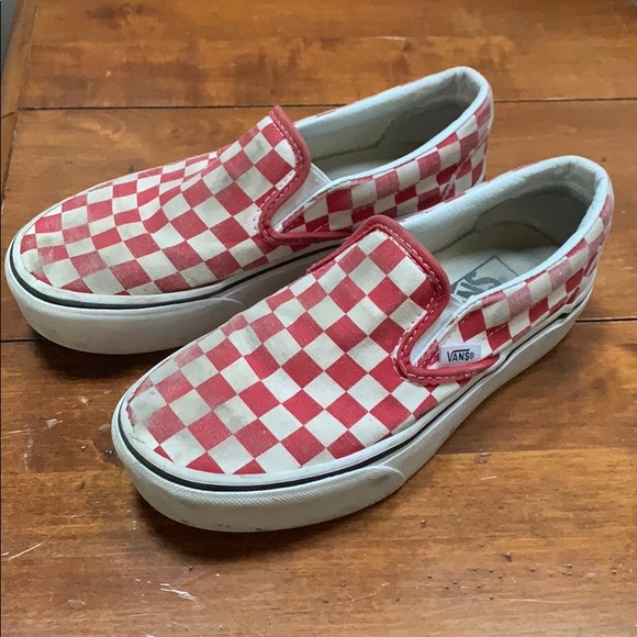 platform red checkered vans